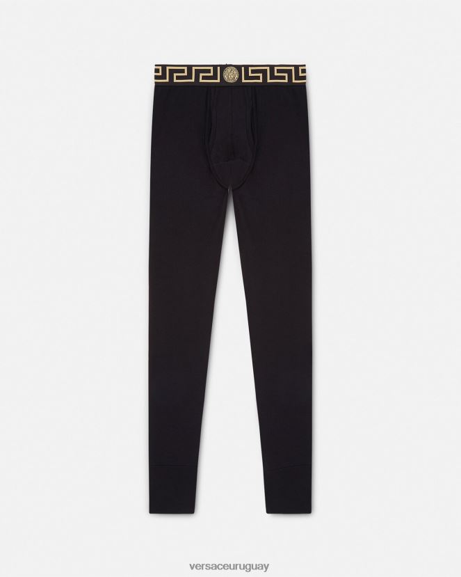 Versace ropa interior larga con borde de greca hombres negro ropa interior y ropa de playa H88R0H1760