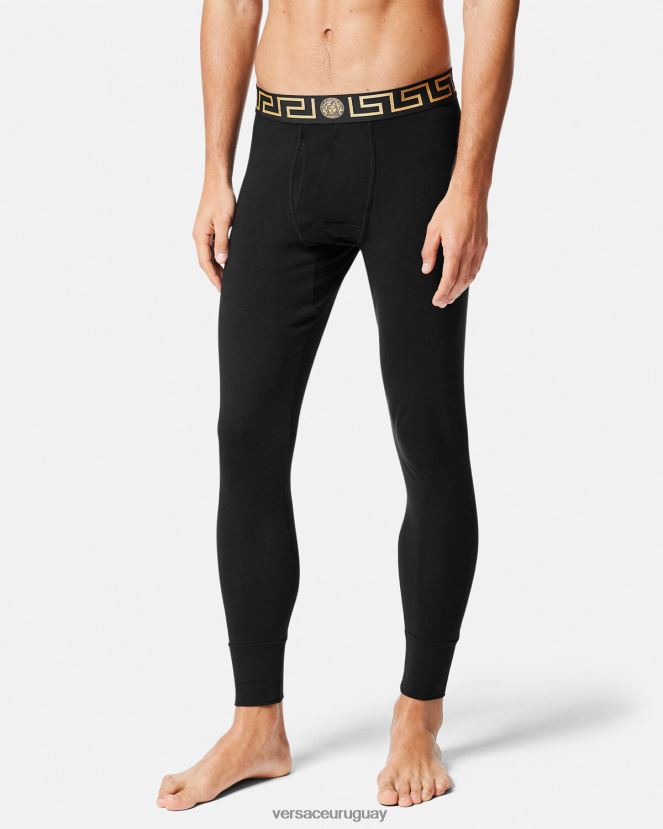 Versace ropa interior larga con borde de greca hombres negro ropa interior y ropa de playa H88R0H1760
