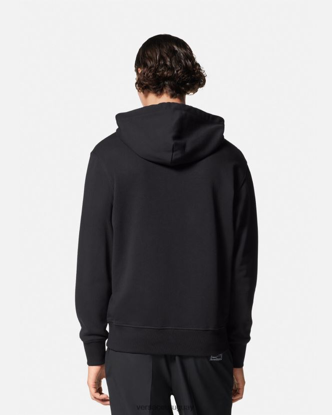 Versace sudadera con capucha y emblema en V hombres oro negro ropa H88R0H2364