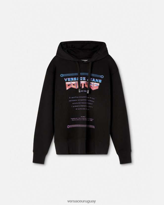 Versace sudadera con capucha y logo de garantía hombres negro ropa H88R0H2366