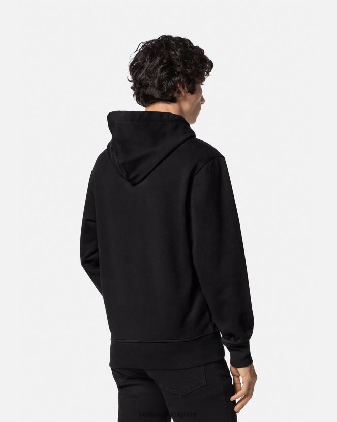 Versace sudadera con capucha y logo de garantía hombres negro ropa H88R0H2366
