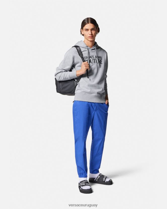 Versace sudadera con capucha y logo hombres gris ropa H88R0H2378