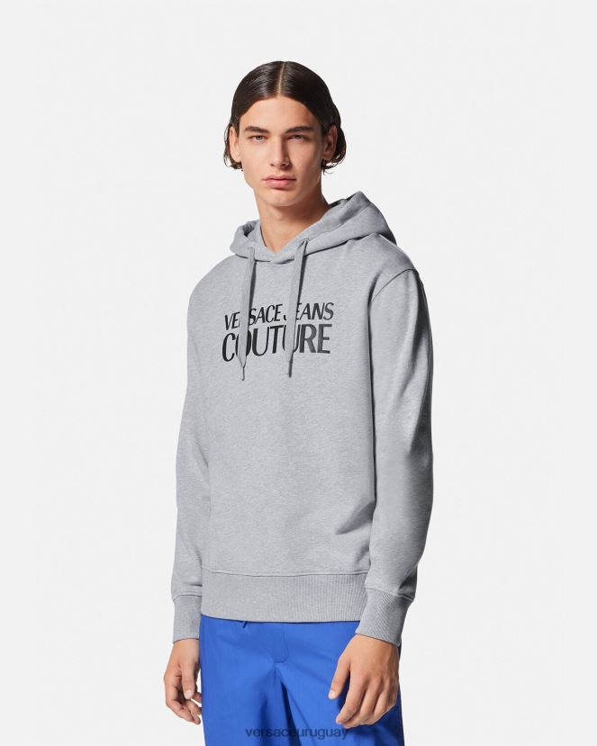 Versace sudadera con capucha y logo hombres gris ropa H88R0H2378