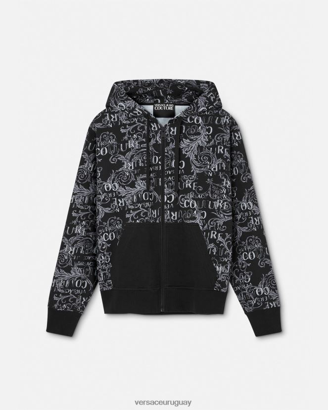 Versace sudadera con logo y cremallera hombres negro ropa H88R0H2405