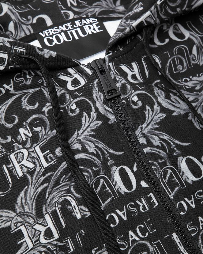 Versace sudadera con logo y cremallera hombres negro ropa H88R0H2405