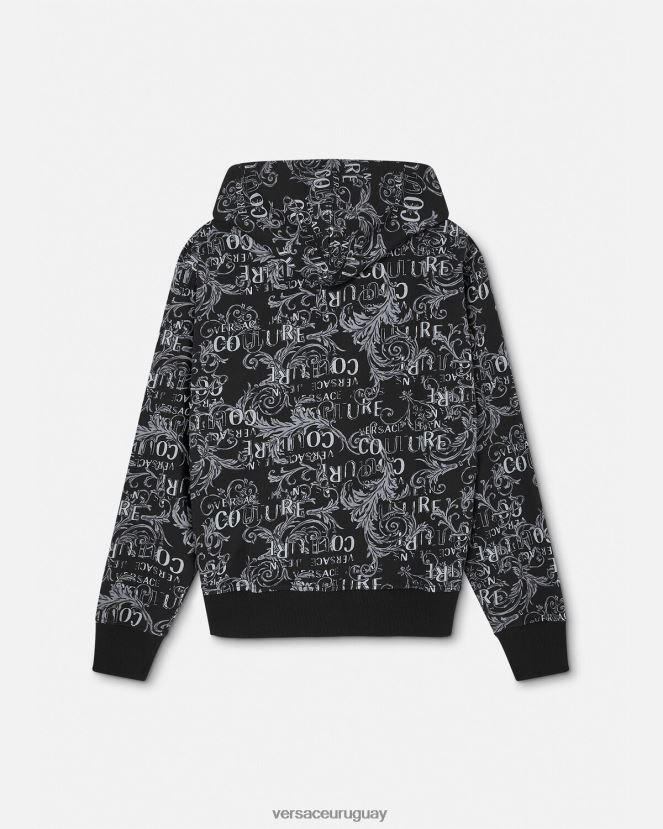 Versace sudadera con logo y cremallera hombres negro ropa H88R0H2405