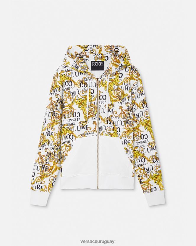 Versace sudadera con logo y cremallera hombres oro y blanco ropa H88R0H2404