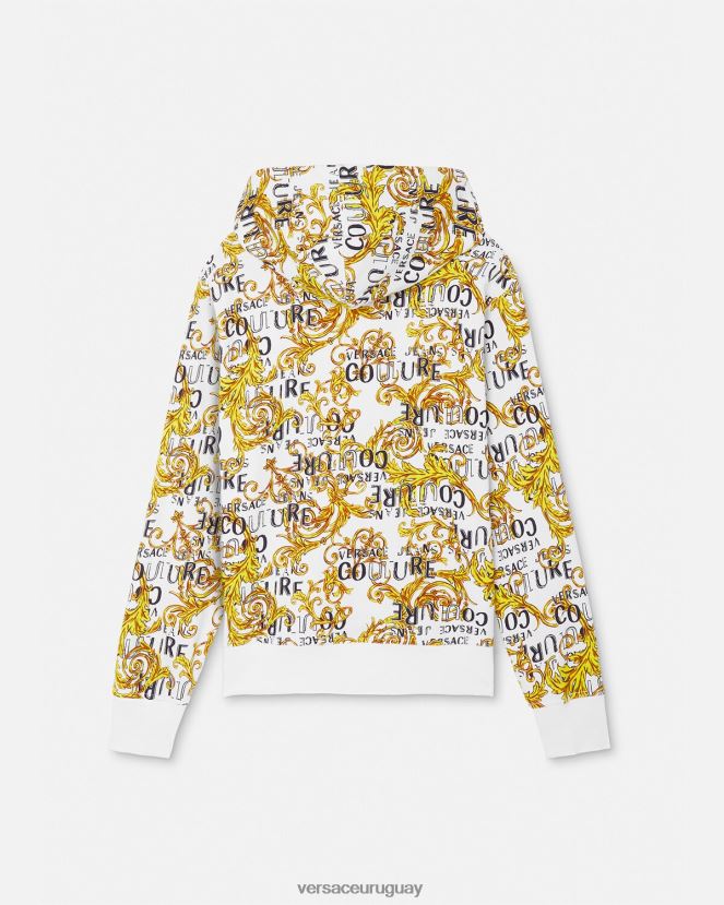 Versace sudadera con logo y cremallera hombres oro y blanco ropa H88R0H2404