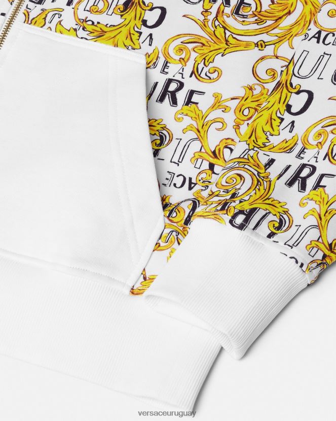 Versace sudadera con logo y cremallera hombres oro y blanco ropa H88R0H2404