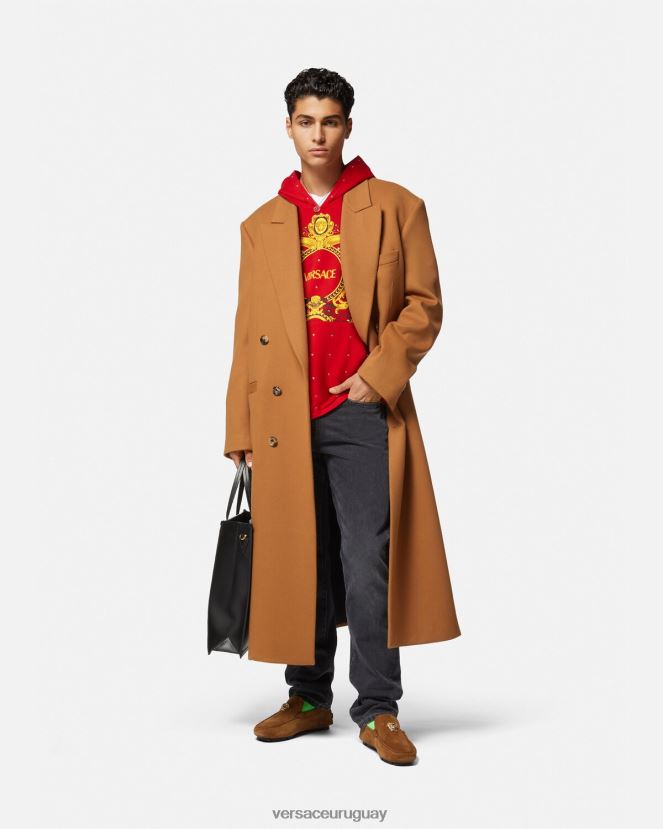Versace sudadera con capucha con rejilla de cristal barroco hombres rojo ropa H88R0H1421
