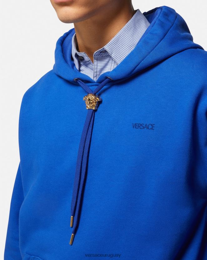 Versace sudadera con capucha de medusa hombres azul ropa H88R0H1419