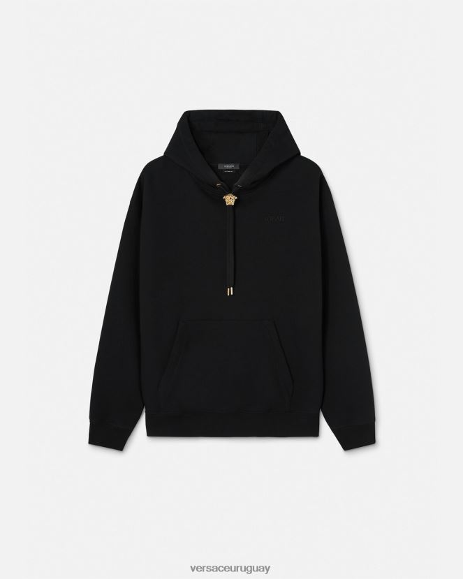Versace sudadera con capucha de medusa hombres negro ropa H88R0H1414