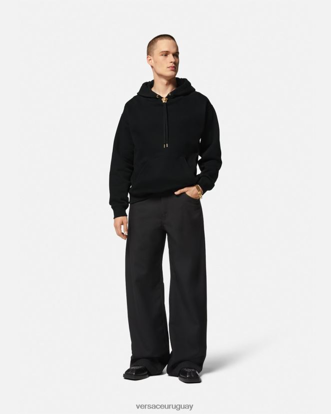 Versace sudadera con capucha de medusa hombres negro ropa H88R0H1414