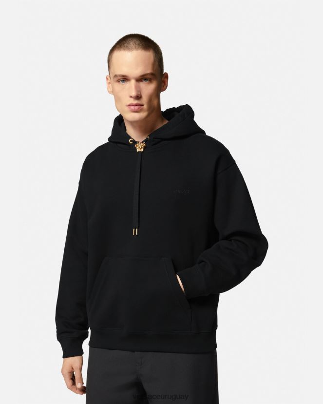 Versace sudadera con capucha de medusa hombres negro ropa H88R0H1414