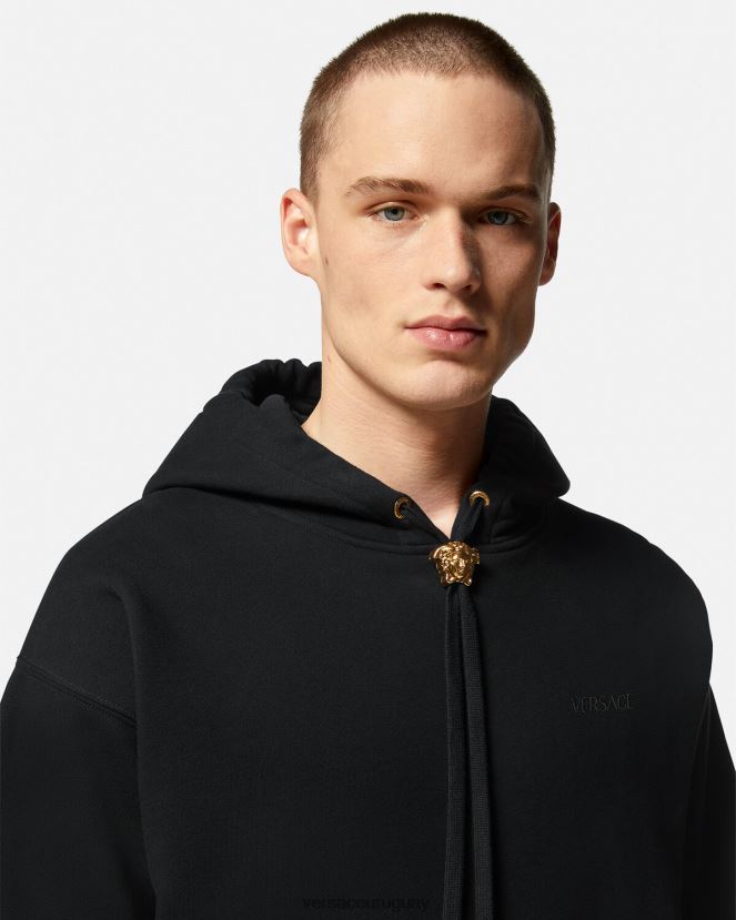 Versace sudadera con capucha de medusa hombres negro ropa H88R0H1414