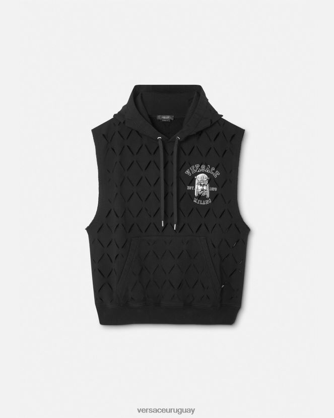 Versace sudadera con capucha y logo de la maschera hombres negro ropa H88R0H1423