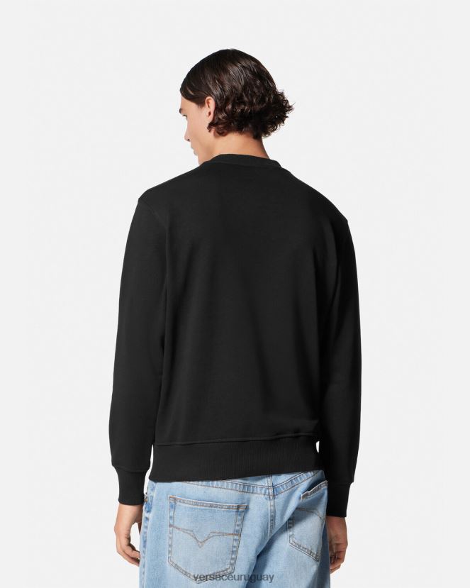 Versace sudadera con emblema en V hombres negro ropa H88R0H2411