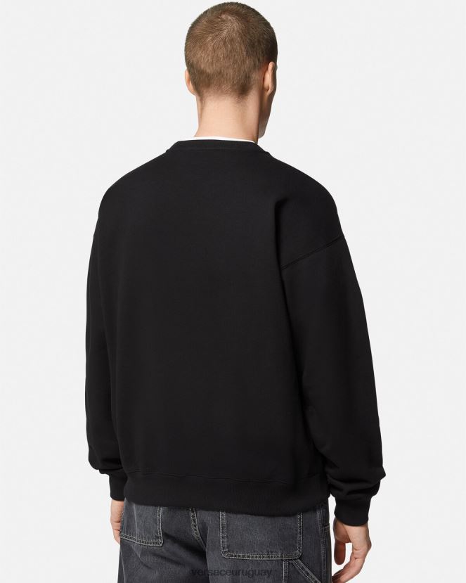 Versace sudadera con estampado de pin de seguridad hombres negro ropa H88R0H1420