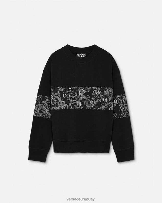 Versace sudadera con logo de alta costura hombres negro ropa H88R0H2406