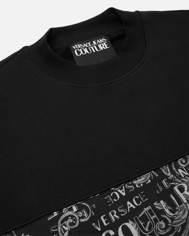 Versace sudadera con logo de alta costura hombres negro ropa H88R0H2406