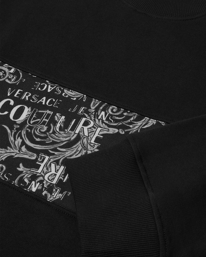 Versace sudadera con logo de alta costura hombres negro ropa H88R0H2406