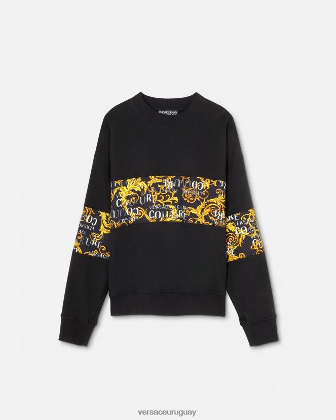 Versace sudadera con logo de alta costura hombres oro negro ropa H88R0H2407