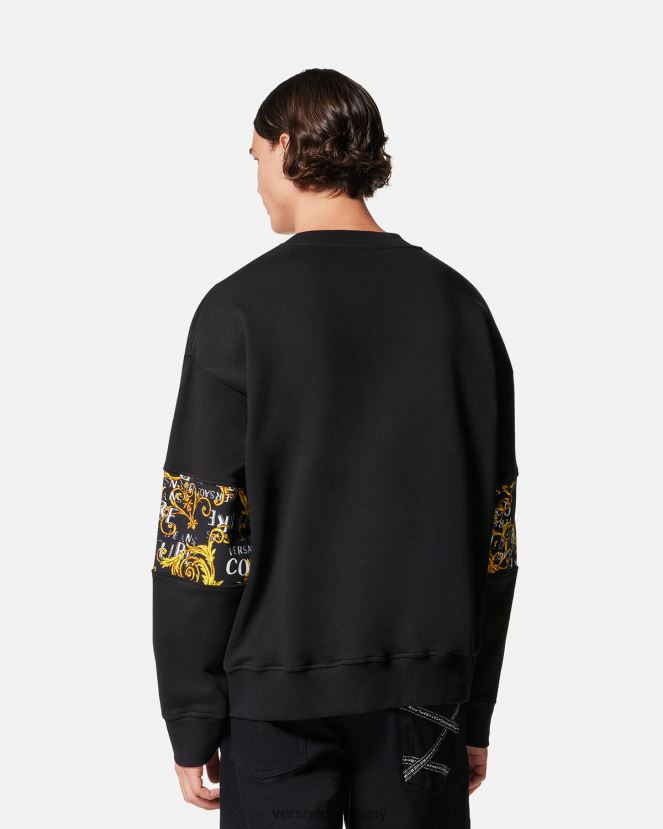 Versace sudadera con logo de alta costura hombres oro negro ropa H88R0H2407
