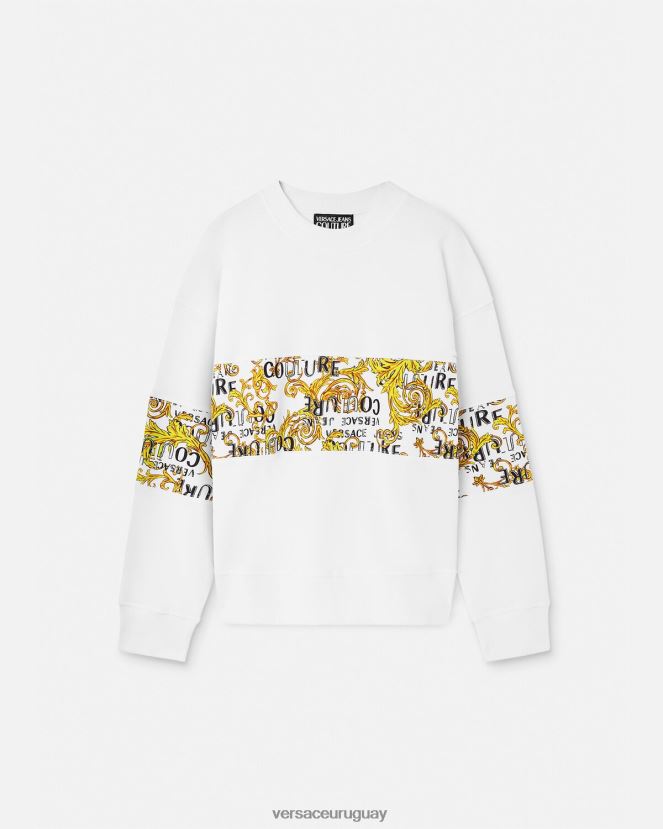 Versace sudadera con logo de alta costura hombres oro y blanco ropa H88R0H2408