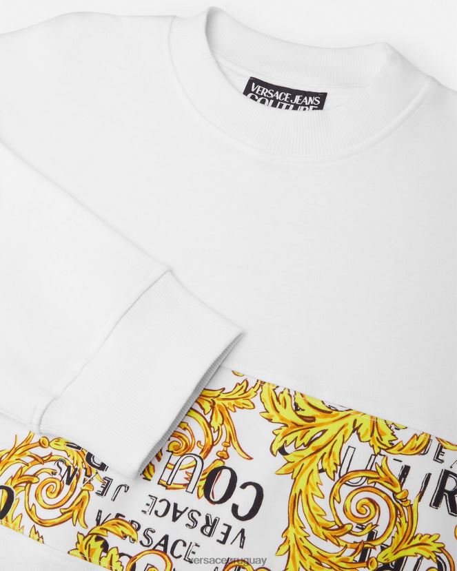 Versace sudadera con logo de alta costura hombres oro y blanco ropa H88R0H2408