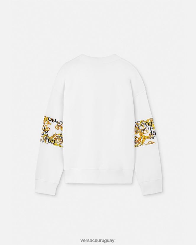 Versace sudadera con logo de alta costura hombres oro y blanco ropa H88R0H2408