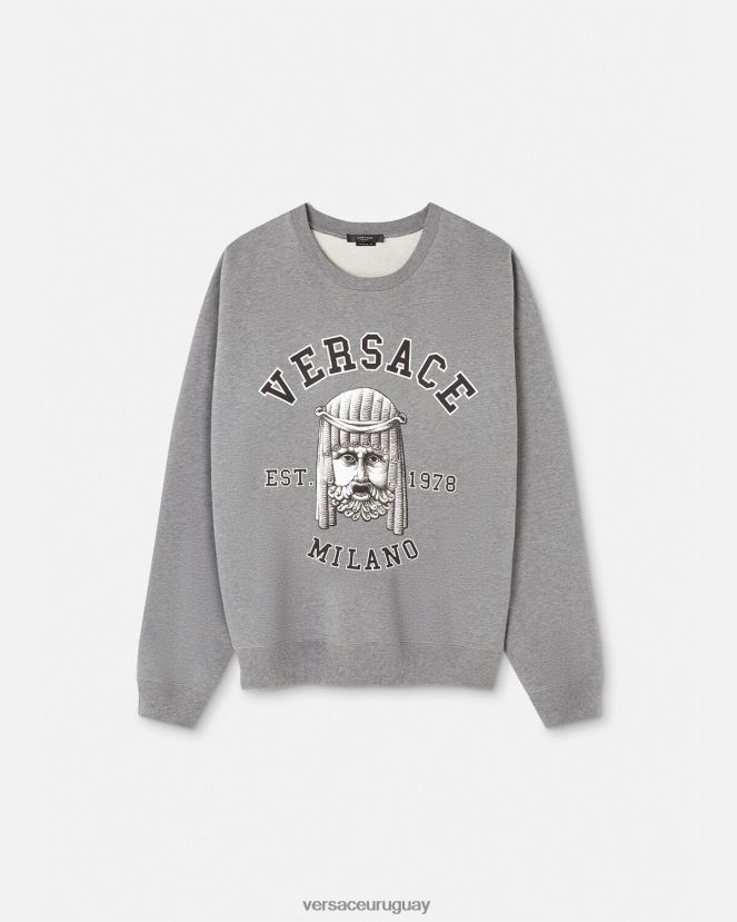 Versace sudadera con logo de la maschera hombres gris ropa H88R0H1415