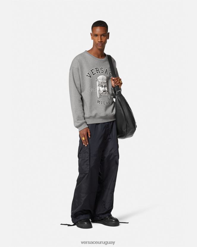 Versace sudadera con logo de la maschera hombres gris ropa H88R0H1415