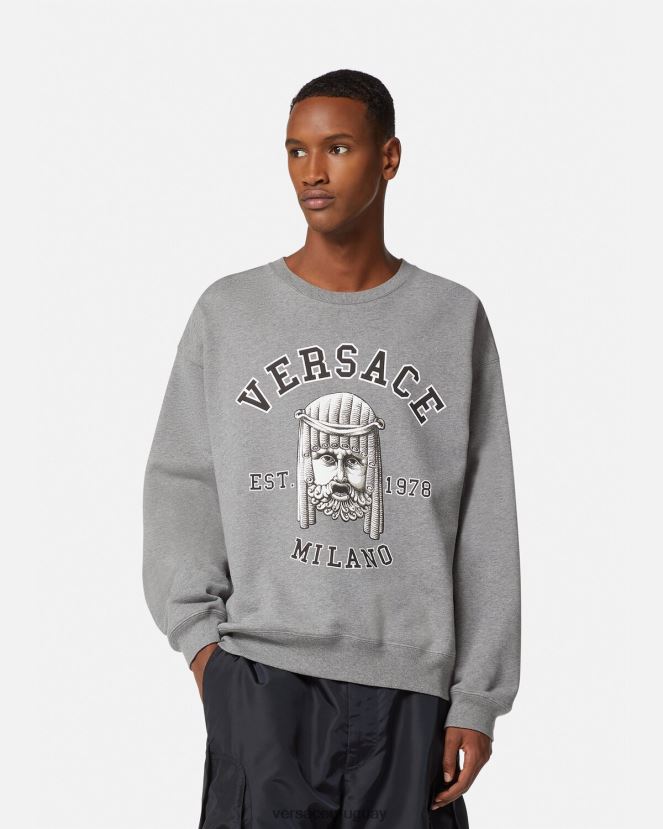 Versace sudadera con logo de la maschera hombres gris ropa H88R0H1415