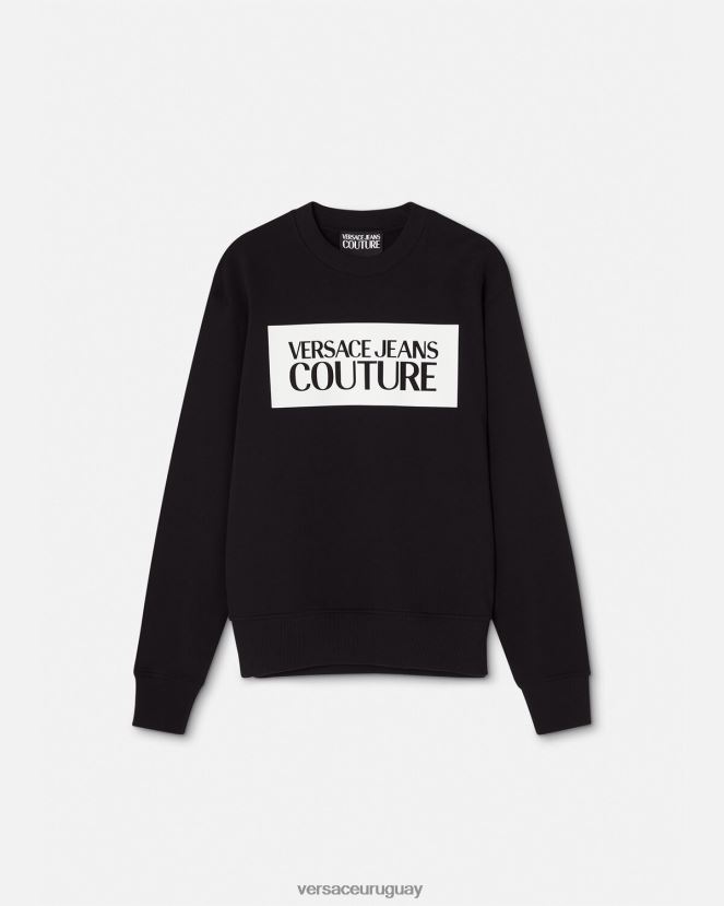 Versace sudadera con logo hombres negro ropa H88R0H2377