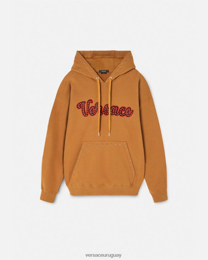 Versace sudadera con logo universitario y apliques hombres naranja ropa H88R0H1426