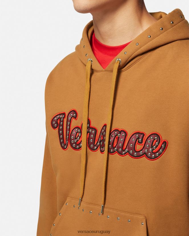 Versace sudadera con logo universitario y apliques hombres naranja ropa H88R0H1426