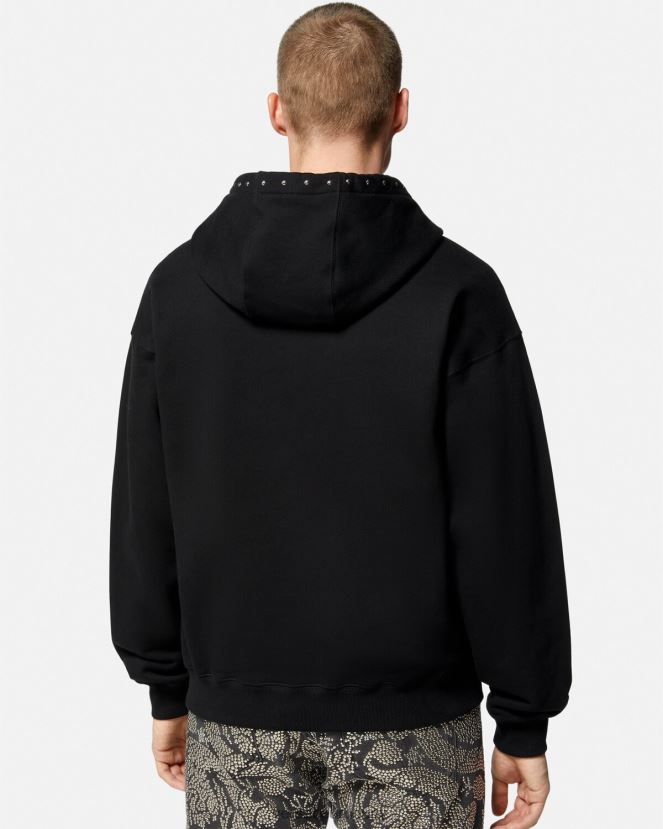 Versace sudadera con logo universitario y apliques hombres negro ropa H88R0H1425