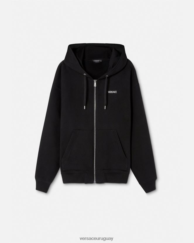Versace sudadera con logo y cremallera hombres negro ropa H88R0H1413