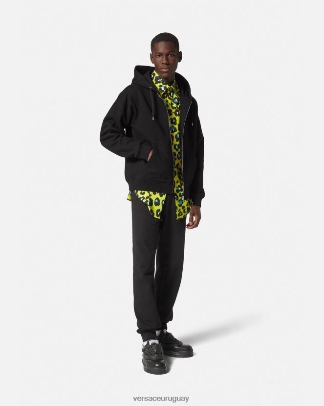 Versace sudadera con logo y cremallera hombres negro ropa H88R0H1413
