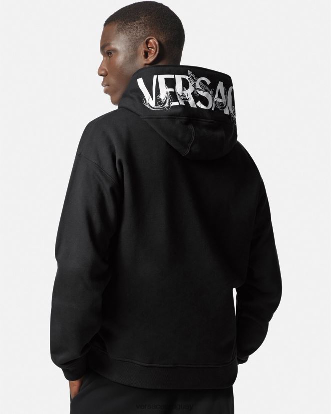 Versace sudadera con logo y cremallera hombres negro ropa H88R0H1413