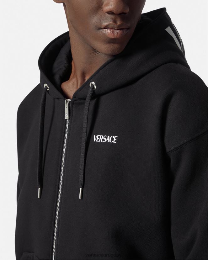 Versace sudadera con logo y cremallera hombres negro ropa H88R0H1413