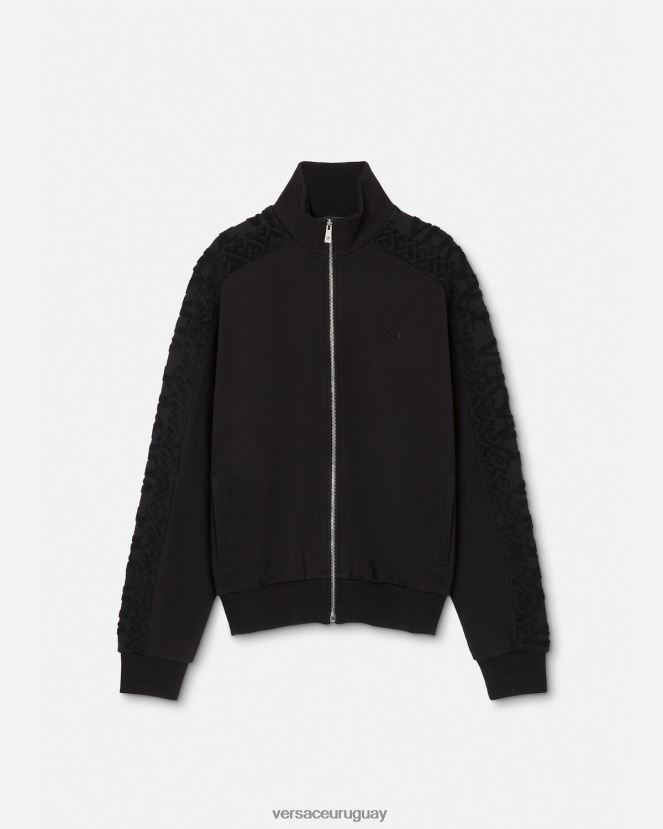 Versace sudadera con logo y cremallera hombres negro ropa H88R0H1427