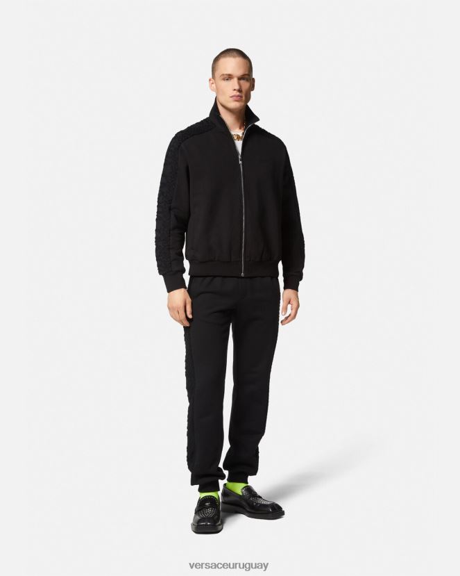 Versace sudadera con logo y cremallera hombres negro ropa H88R0H1427