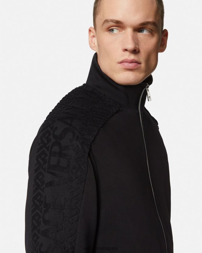 Versace sudadera con logo y cremallera hombres negro ropa H88R0H1427