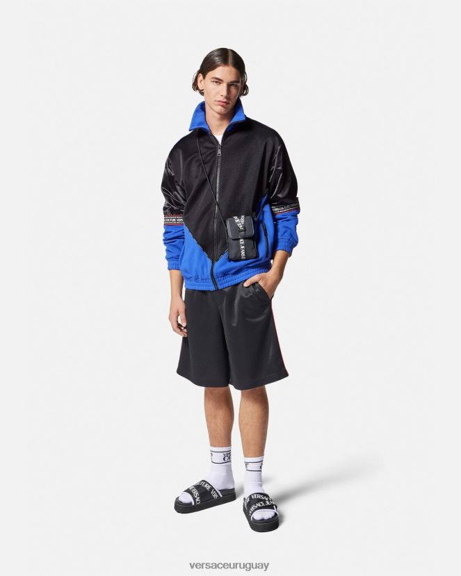 Versace sudadera con logo y cremallera hombres negro ropa H88R0H2409