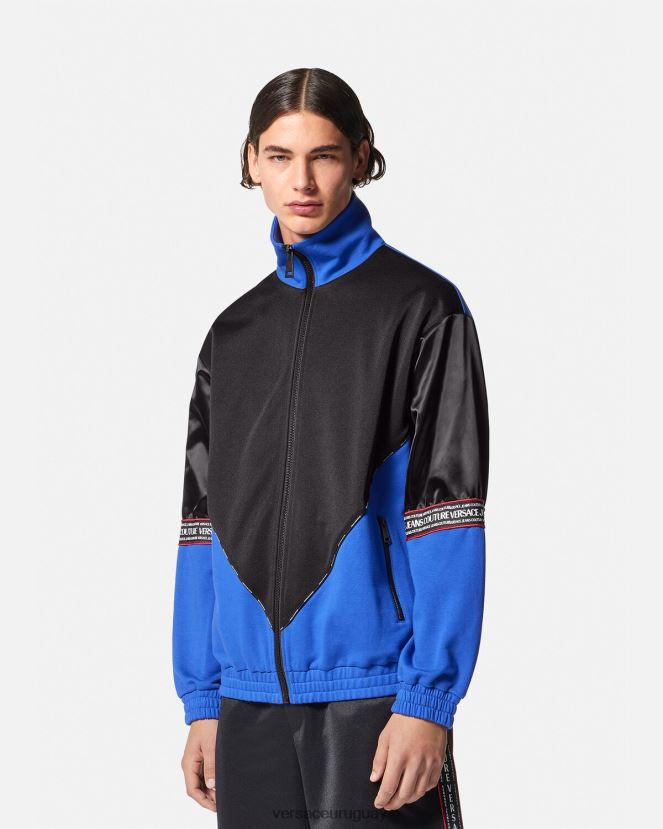 Versace sudadera con logo y cremallera hombres negro ropa H88R0H2409