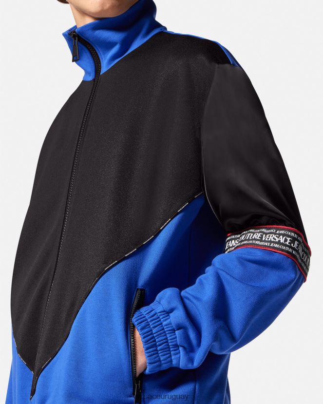Versace sudadera con logo y cremallera hombres negro ropa H88R0H2409