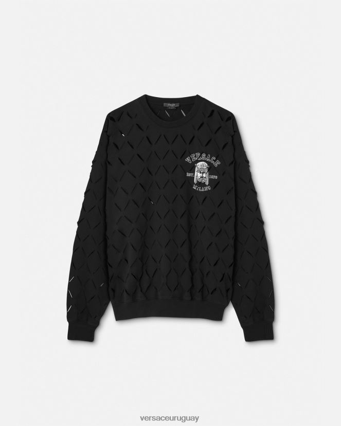 Versace sudadera con logo y logo de la maschera hombres negro ropa H88R0H1422