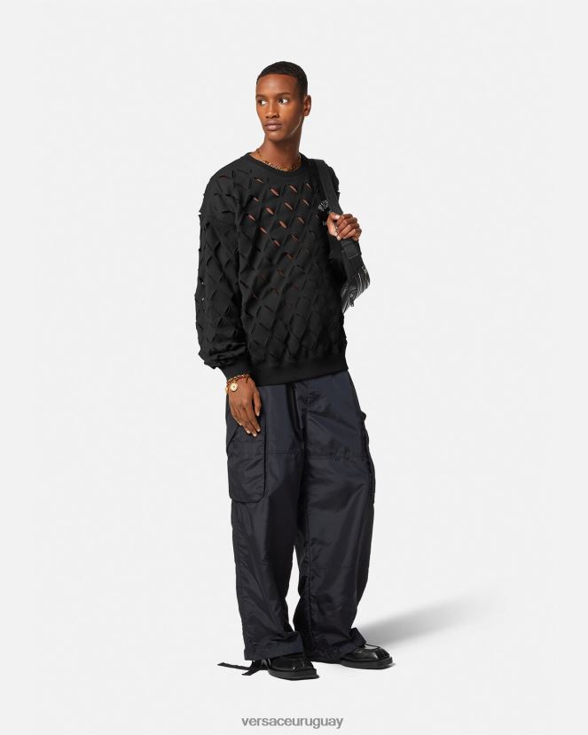 Versace sudadera con logo y logo de la maschera hombres negro ropa H88R0H1422