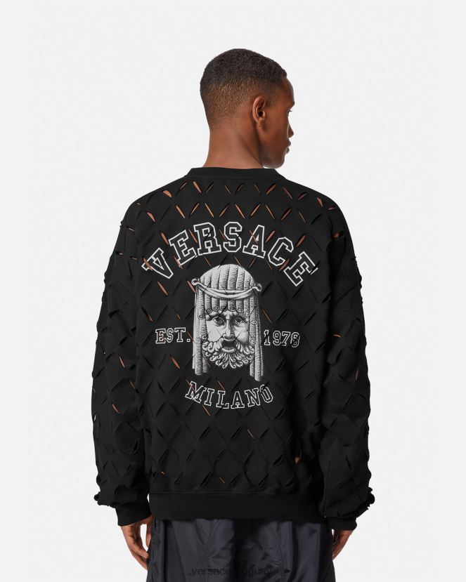 Versace sudadera con logo y logo de la maschera hombres negro ropa H88R0H1422